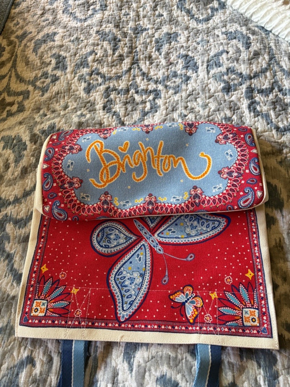 New Brighton Red Bandana-Print Tote with Blue Handles - Picture 3 of 3